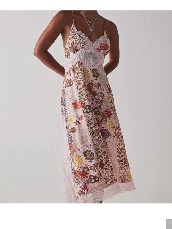 Free People Dresses & Skirts - Free People Pink Floral Lace Slip Midi Dress
